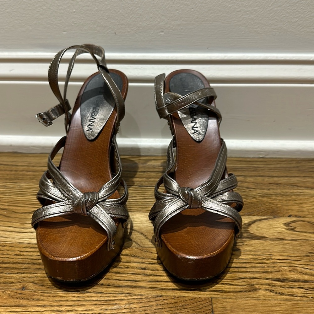 Dolce & Gabbana Metallic Wooden Platform Heels
